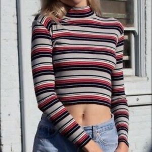 Brandy striped mock neck
